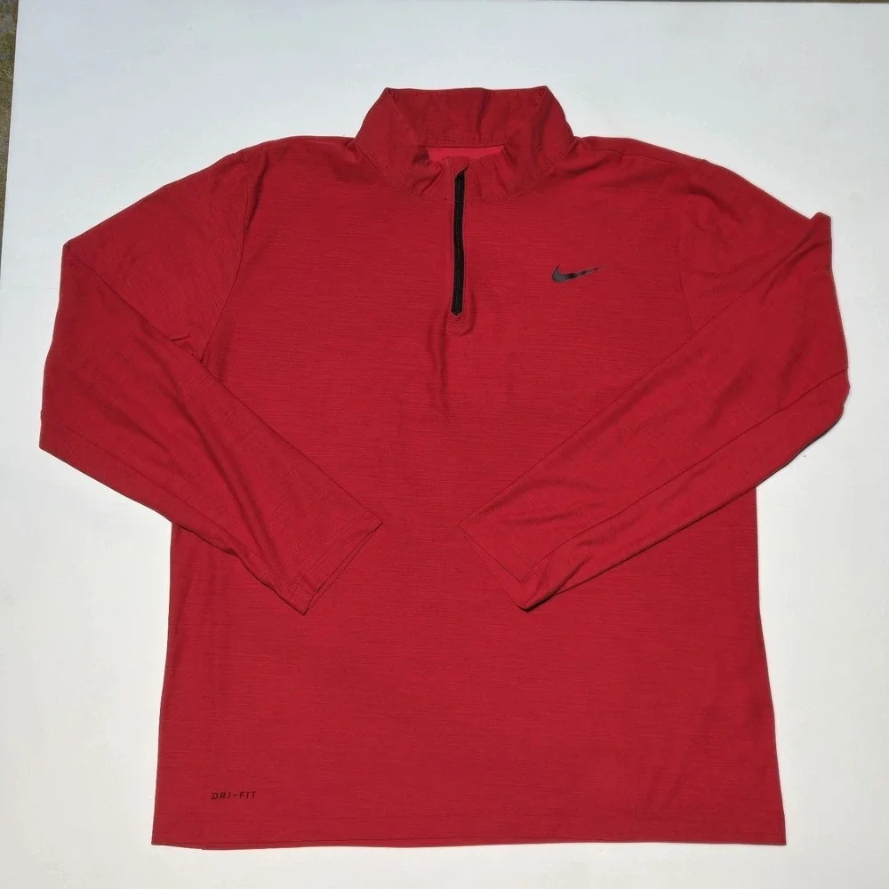 Nike Dri-FIT 1/4 Zip Pullover Mens Large Red Long Sleeve Athletic Running Top